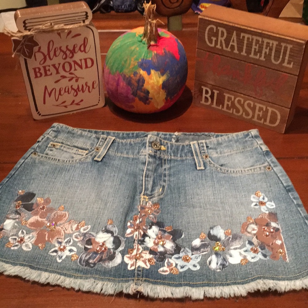 Carmar Embellished Denim Skirt Size 26